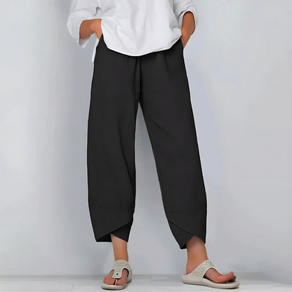 CD | Pantaloni din lenjerie Pantaloni eleganți de vară din amestec de bumbac și lenjerie