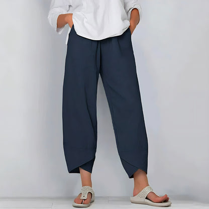 CD | Pantaloni din lenjerie Pantaloni eleganți de vară din amestec de bumbac și lenjerie