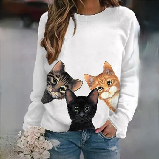 CD | Pulover elegant cu imprimeu pisică