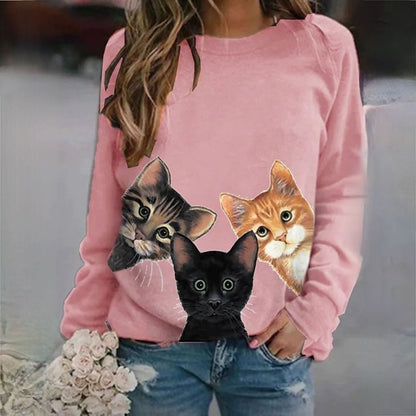 CD | Pulover elegant cu imprimeu pisică