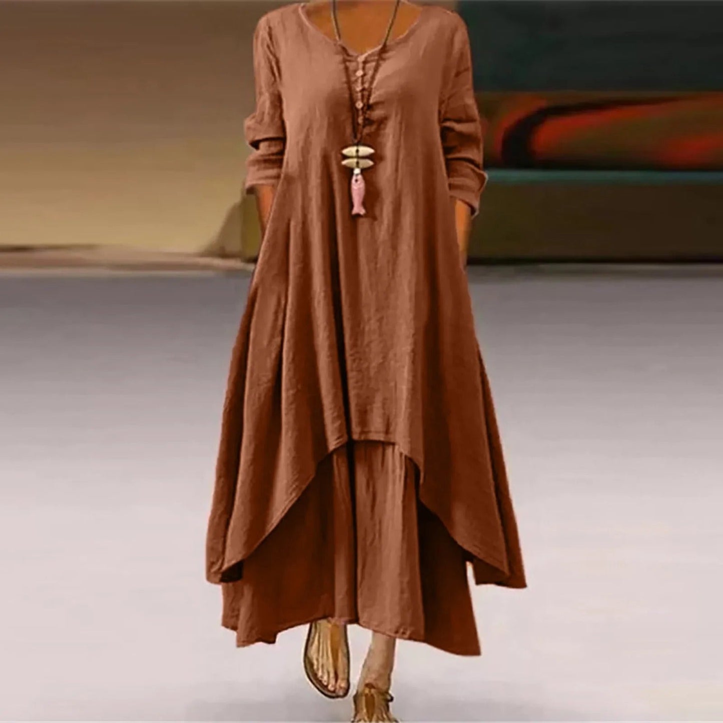 CD | Rochie midi fluidă cu mai multe straturi