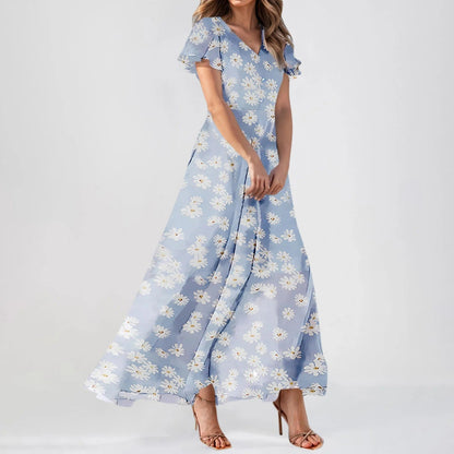 CD | Rochie maxi cu mâneci bufante și imprimeu floral