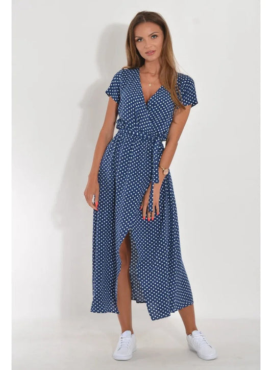 CD | Rochie midi de vară imprimată cu crăpătură