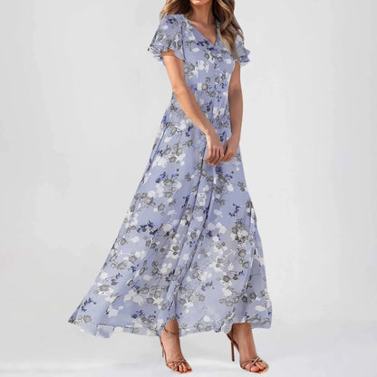 CD | Rochie maxi cu mâneci bufante și imprimeu floral