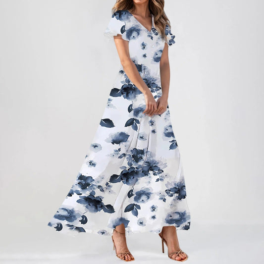 CD | Rochie maxi cu mâneci bufante și imprimeu floral