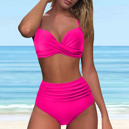 CD | Bikini cu talie înaltă și partea din față răsucite