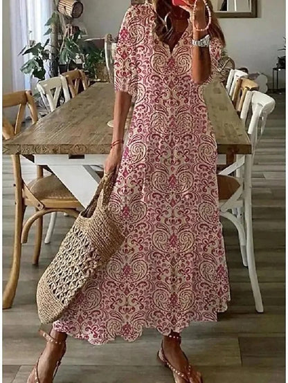 CD | Rochie maxi imprimată cu fundiță