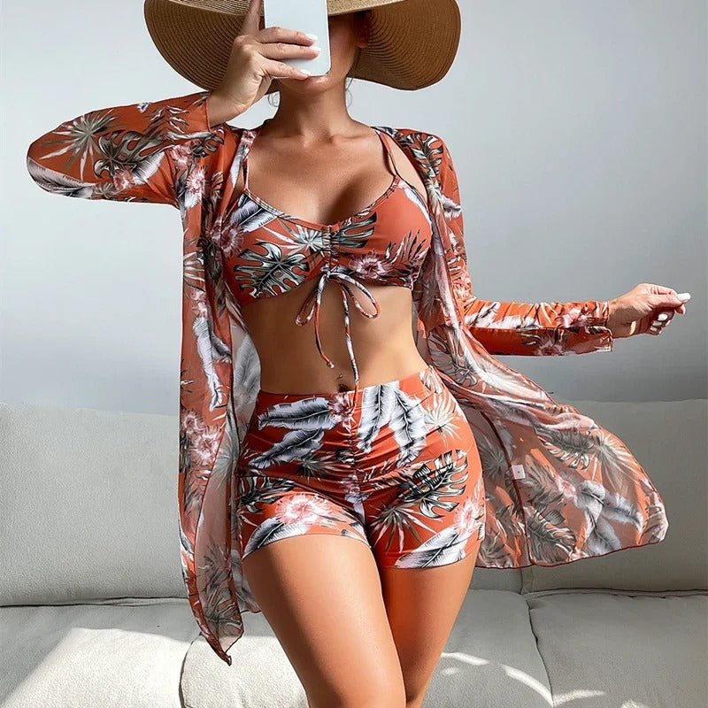 CD | Costum de baie cu model de vârtej și suprapunere