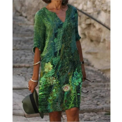 CD | Rochie midi cu decolteu în V și model floral
