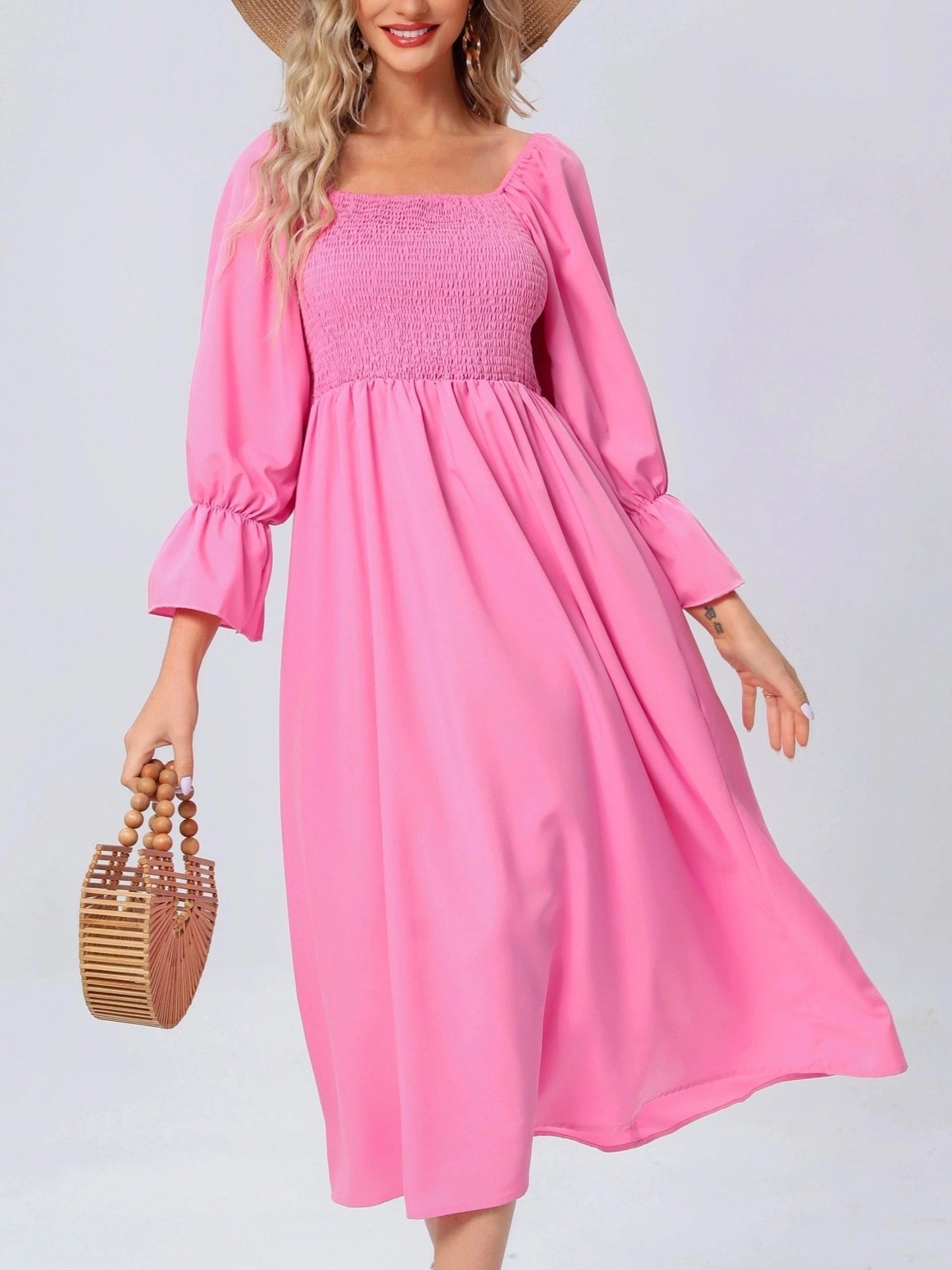 CD | Rochie midi cu mâneci bufante