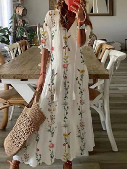 CD | Rochie maxi imprimată cu fundiță