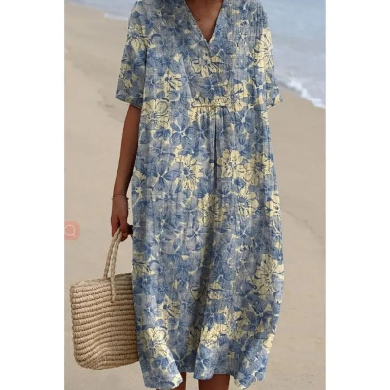 CD | Rochie midi cu model floral boem