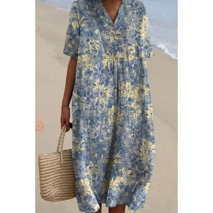 CD | Rochie midi cu model floral boem