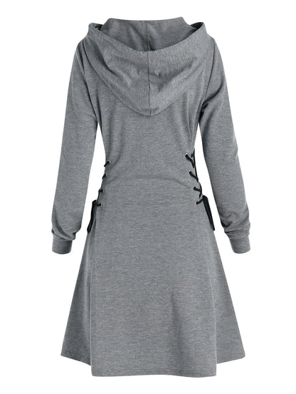 CD | Rochie midi casual-chic cu glugă