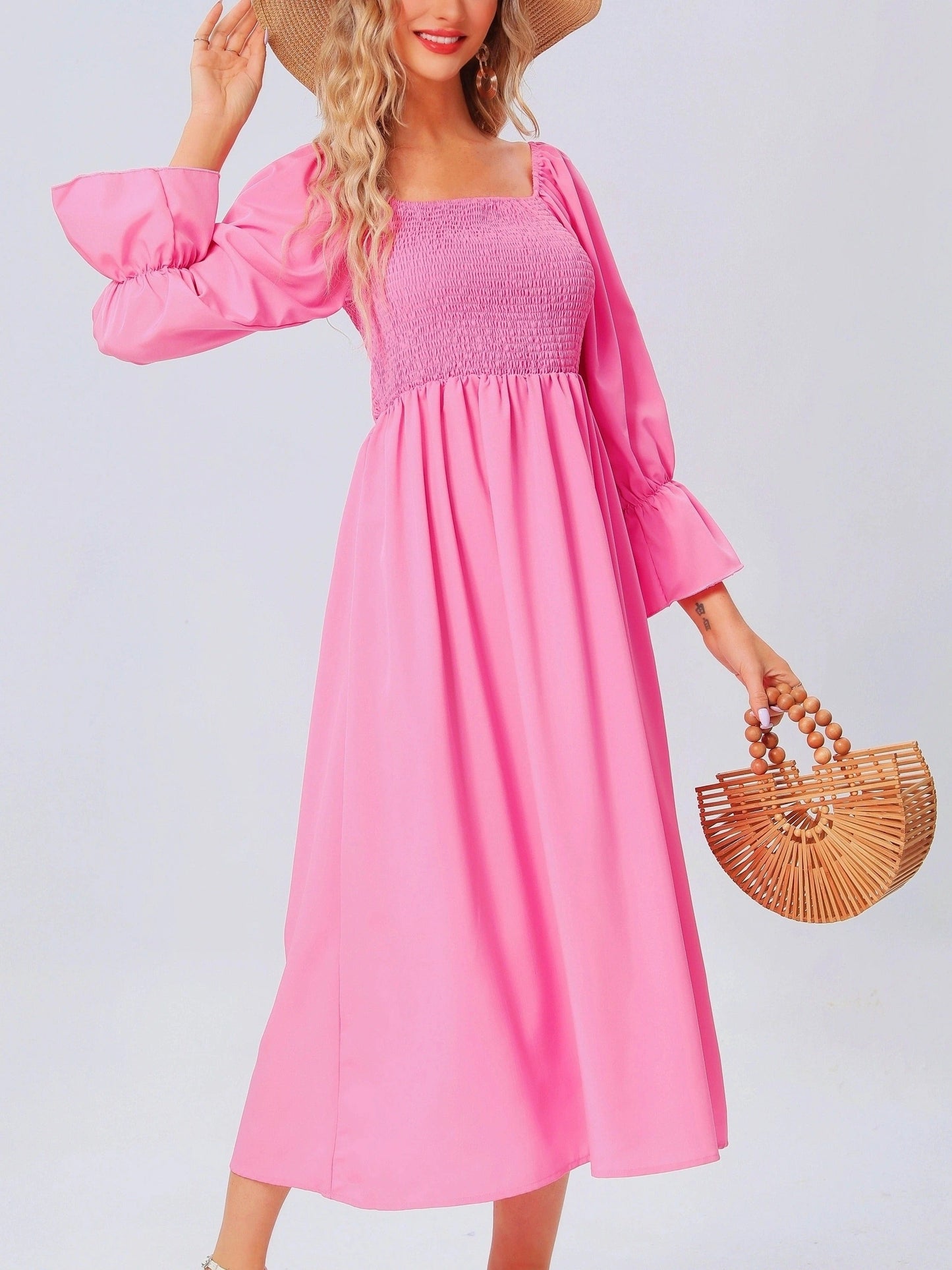 CD | Rochie midi cu mâneci bufante