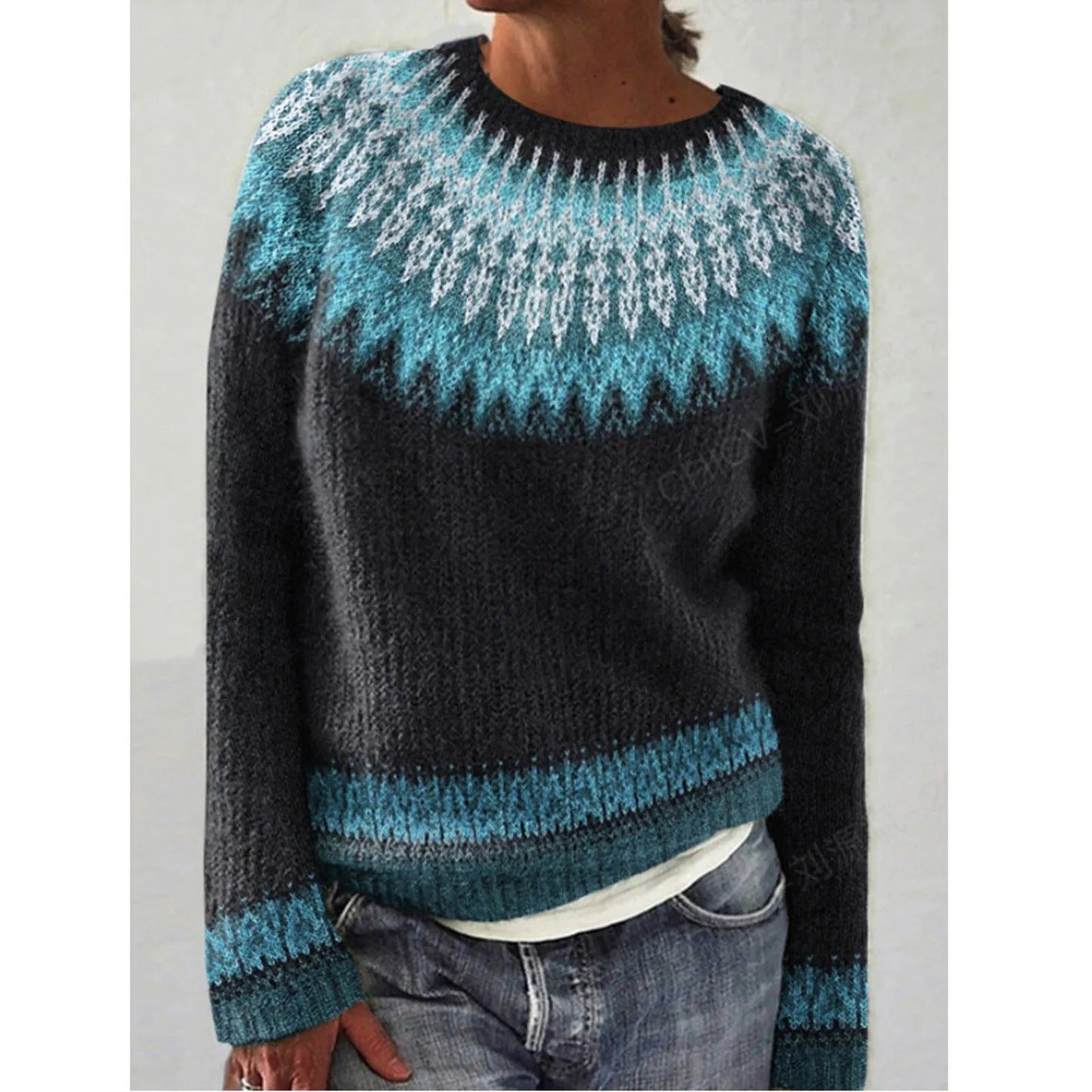 CD | Pulover tricotat Colorblock cu mâneci dungate