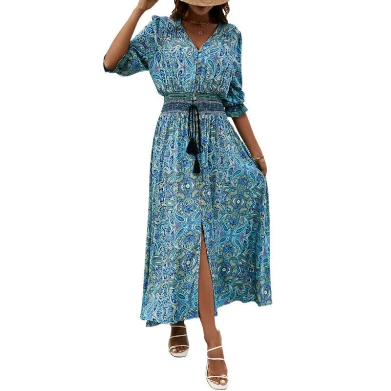 CD | Rochie boho maxi cu tăietură