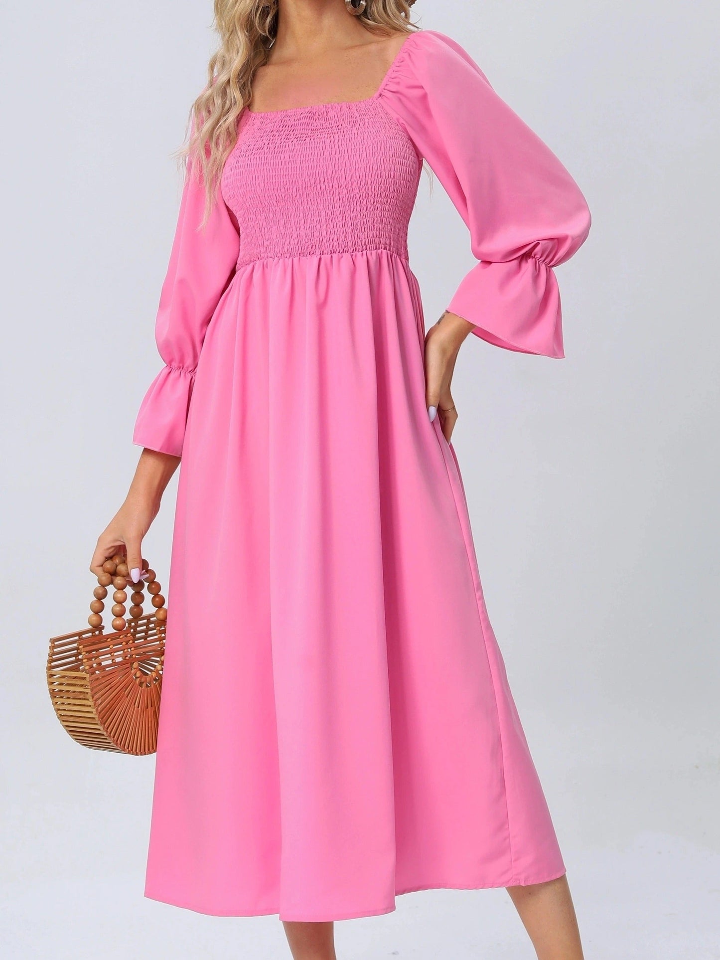 CD | Rochie midi cu mâneci bufante