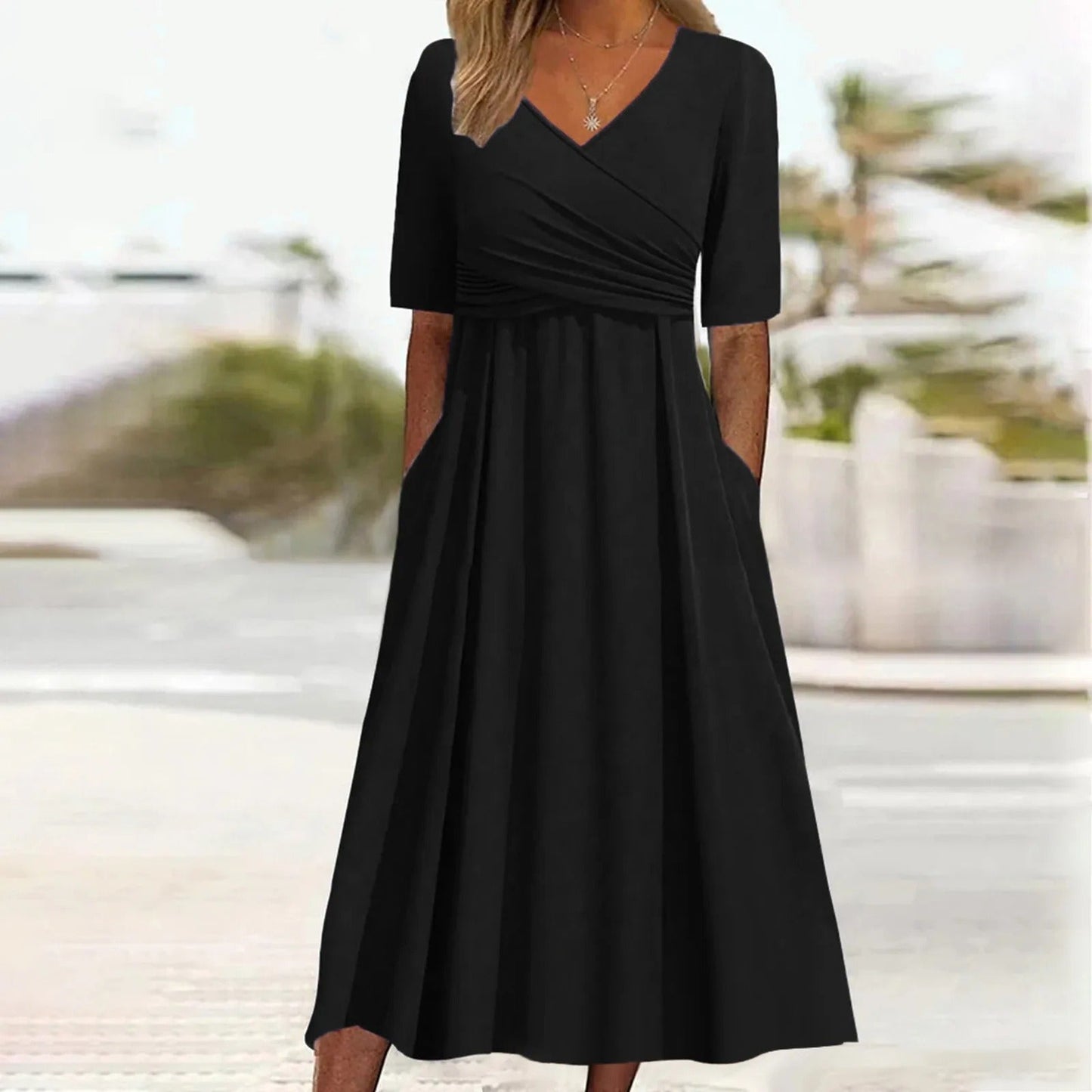 CD | Rochie maxi cu decolteu în V