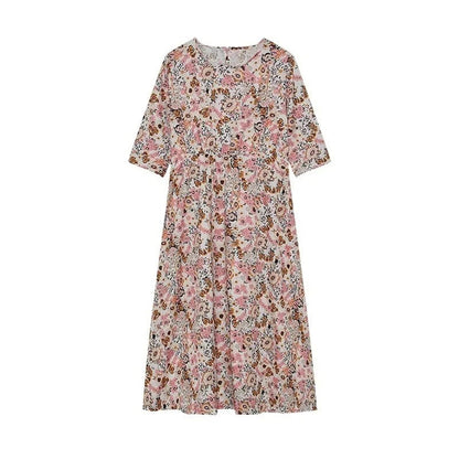 CD | Rochie midi casual fără mâneci, cu decolteu rotund și imprimeu