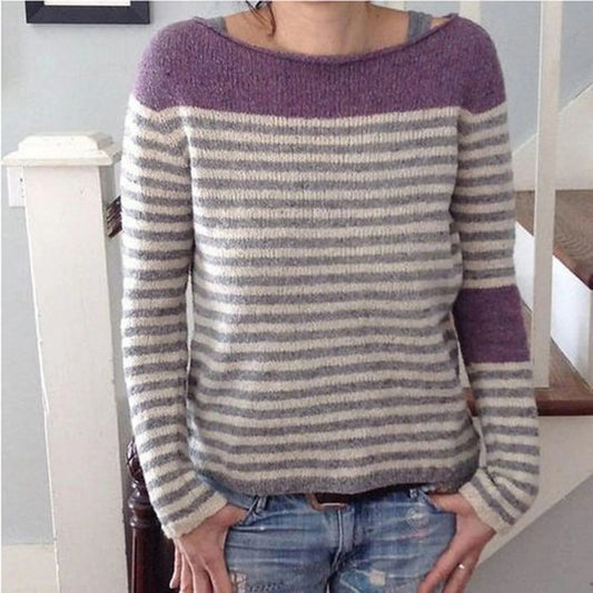 CD | Pulover tricotat Colorblock cu mâneci dungate