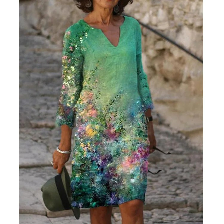 CD | Rochie midi cu decolteu în V și model floral