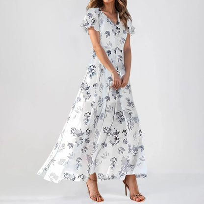 CD | Rochie maxi cu mâneci bufante și imprimeu floral