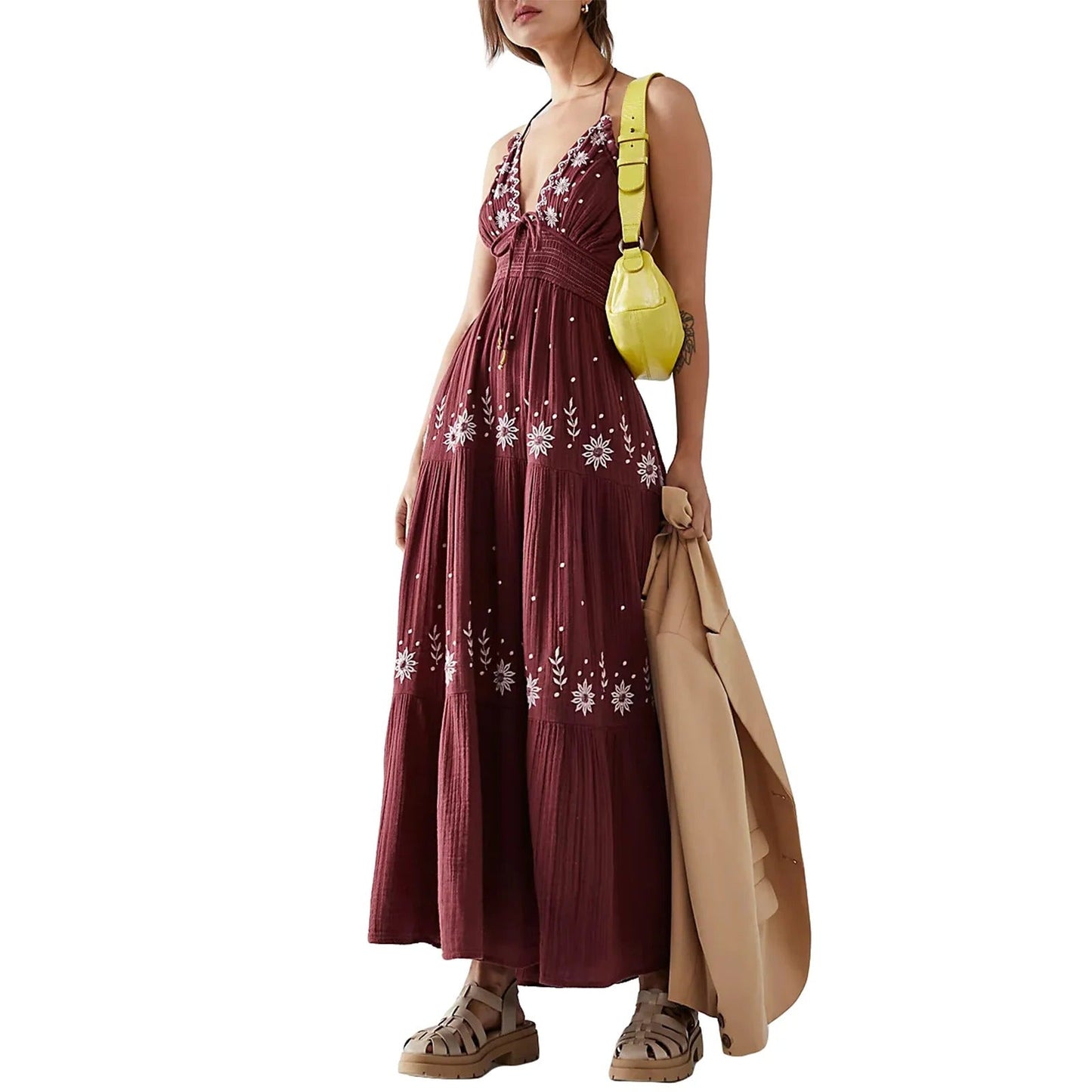 CD | Bohème rochie maxi brodată