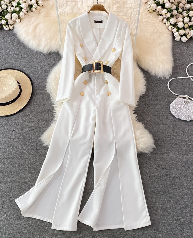 mono blanco elegante pantalon ancho