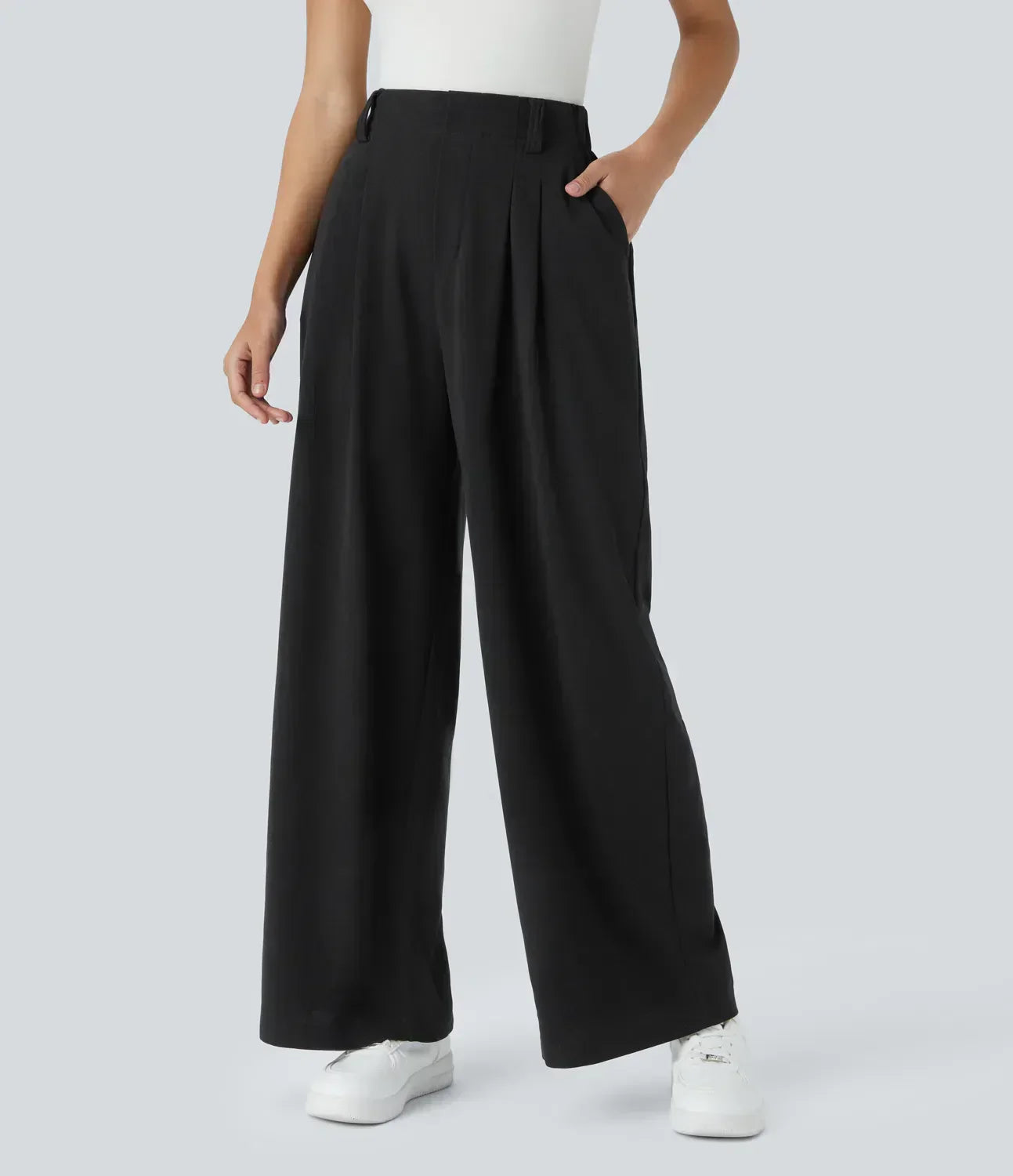 CD | Pantaloni elastici eleganți cu talie înaltă