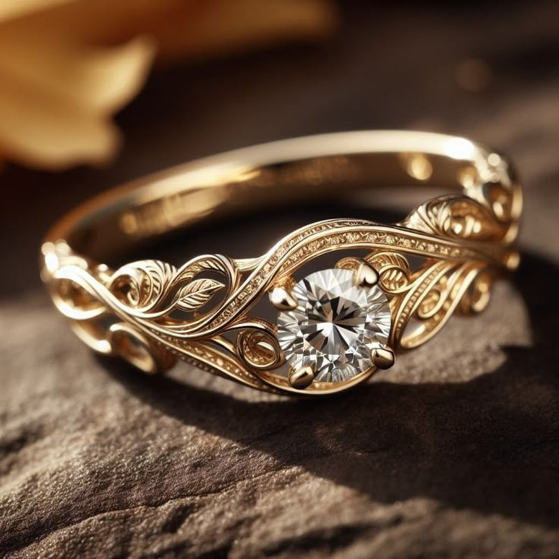 White Sky Crystal Gold Ring