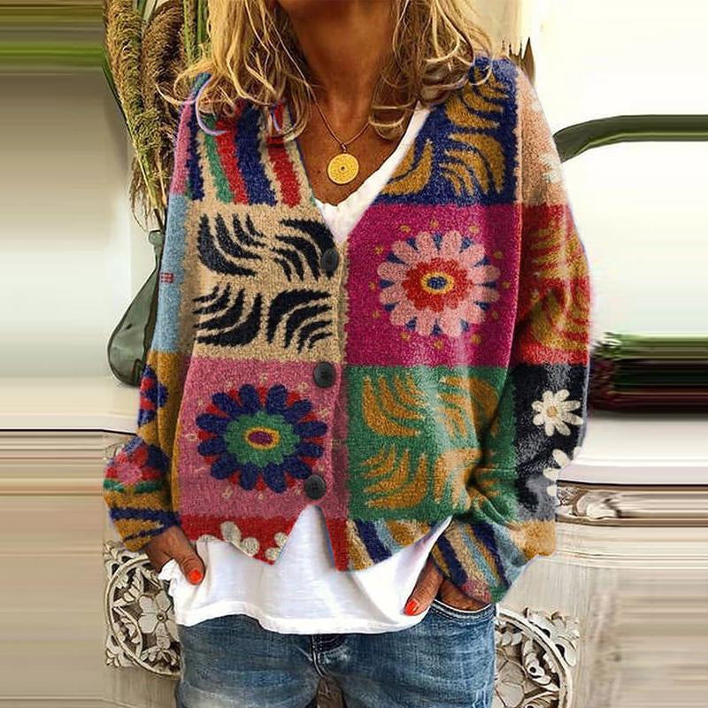 CD | Cardigan boho patchwork cu flori
