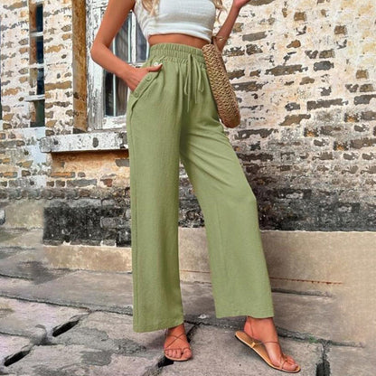 CD | Pantaloni elastici, largi și cu talie înaltă pentru femei