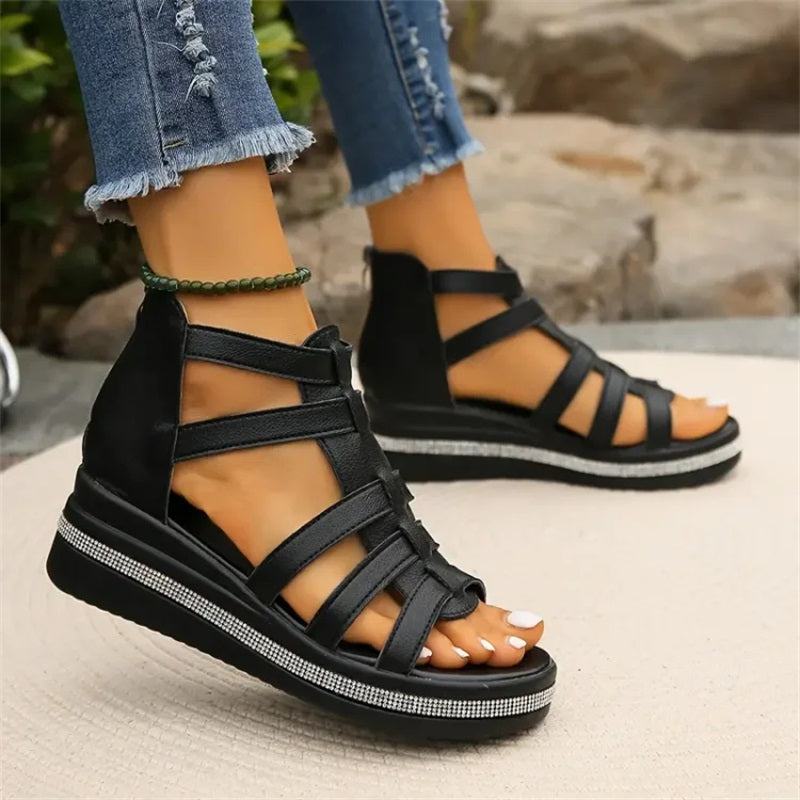 CD | Sandale wedge cu pietre