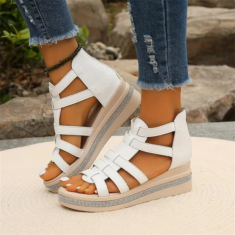 CD | Sandale wedge cu pietre