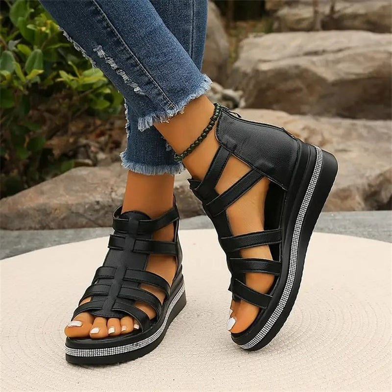 CD | Sandale wedge cu pietre