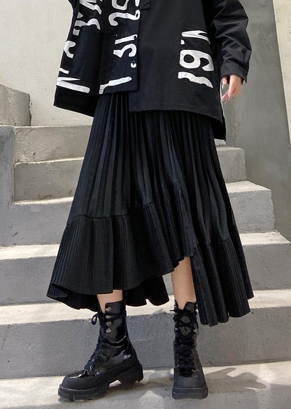 Spring High Waist Asymmetric Hem Skirts