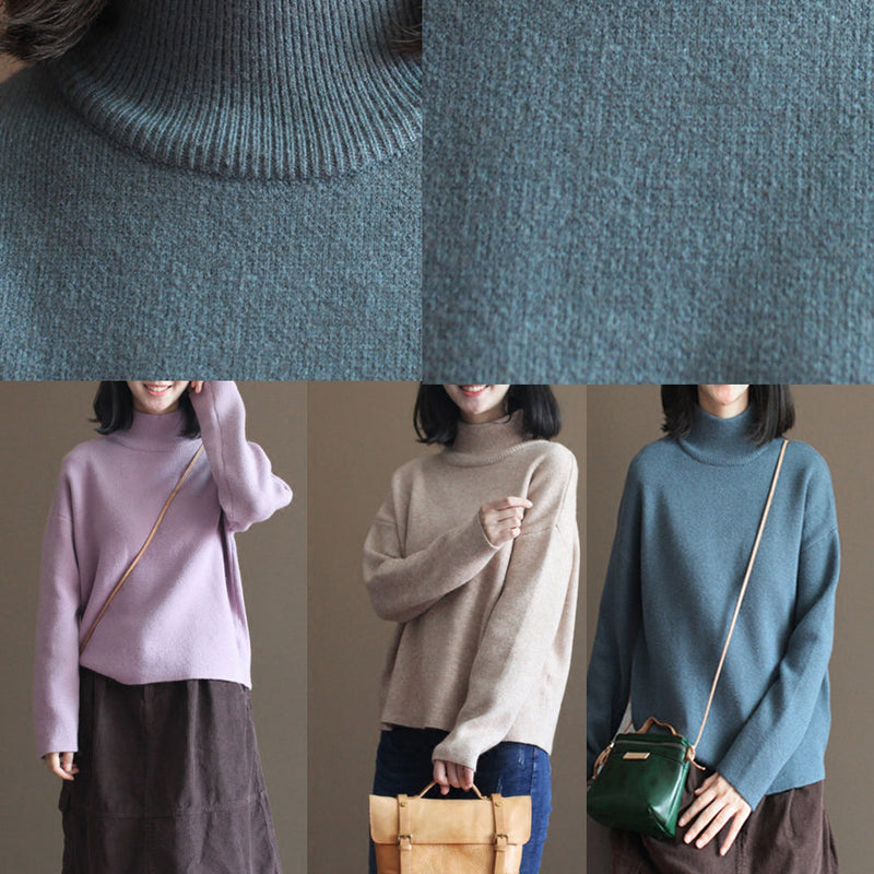 Stylish Gray Blue Winter Sweater Fall Pullover Fine Thick Warm Winter Pullover