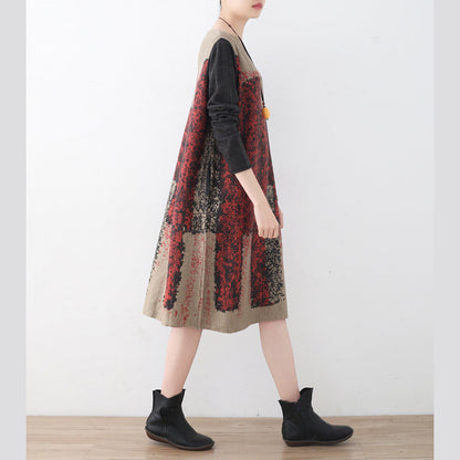 Stylish Khaki Knit Dress Patchwork Sweater Fine Asymmetrical Sweater