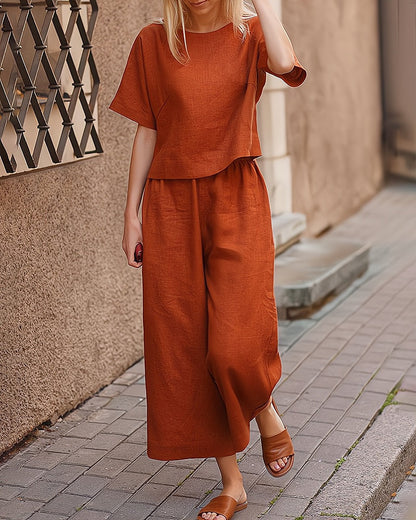 CD | Set cămașă și pantaloni casual cu picior lat pentru femei