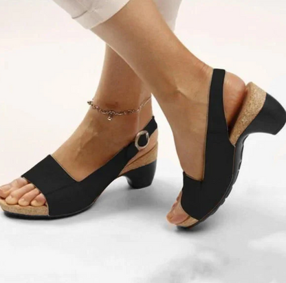 CD | Sandale slingback deschise cu toc bloc