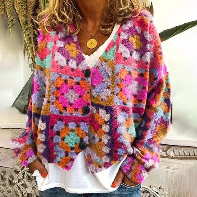 CD | Cardigan boho patchwork cu flori