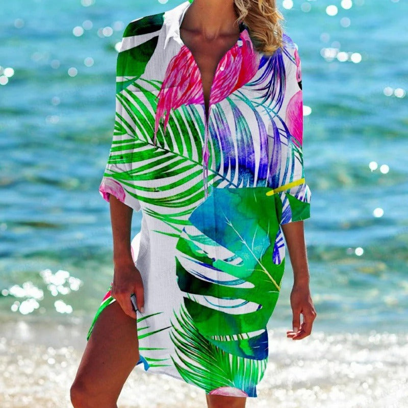 CD | Rochie midi colorată cu nasturi