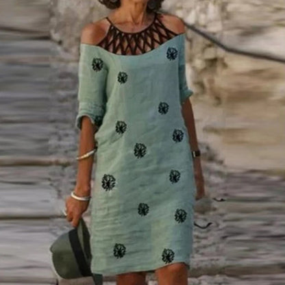 CD | Rochie midi verde cu decolteu în V și model floral