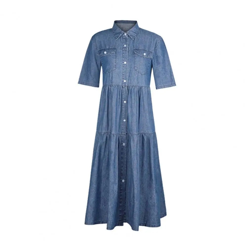 CD | Rochie din denim cu mâneci scurte