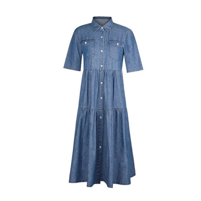 CD | Rochie din denim cu mâneci scurte