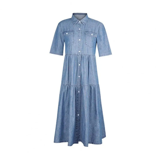 CD | Rochie din denim cu mâneci scurte