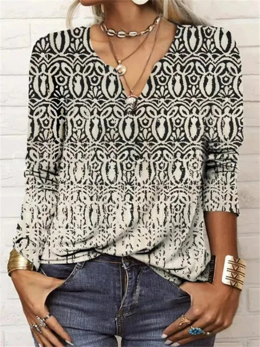 CD | top cu mânecă lungă cu imprimeu boho patchwork