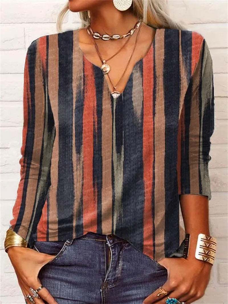 CD | top cu mânecă lungă cu imprimeu boho patchwork
