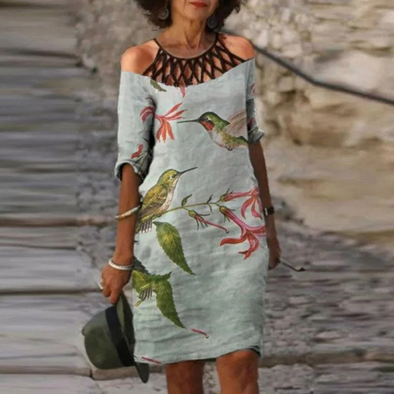 CD | Rochie midi verde cu decolteu în V și model floral